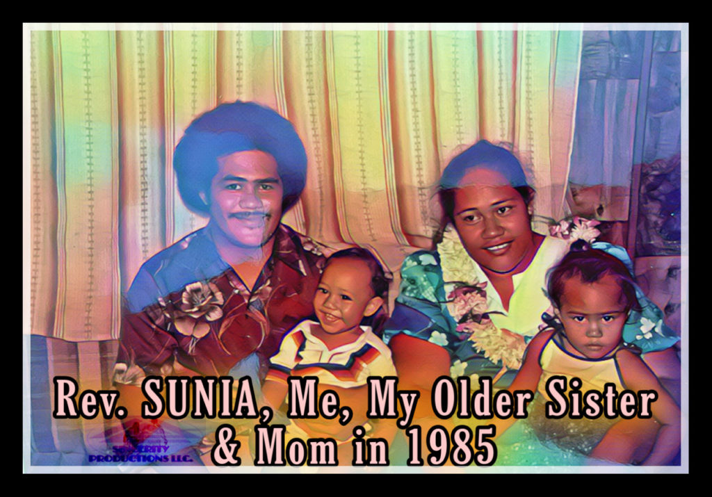 shows Rev Sunia and children and his wife